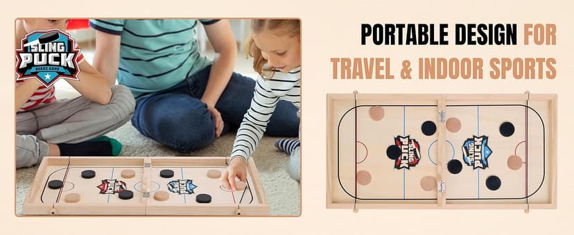 Fast Sling Puck Game - Super Winner Slingshot Puck Board Game - Sling It Shot 2 Player Hockey Table for Kids, Teen and Adults - Christmas Indoor Family Tabletop Games