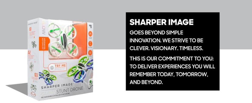 SHARPER IMAGE 2.4GHz RC Glow Up Stunt Drone with LED Lights, Mini Remote Controlled Quadcopter with Assisted Landing, Small Plane for Kids and Beginners, Wireless and Rechargeable