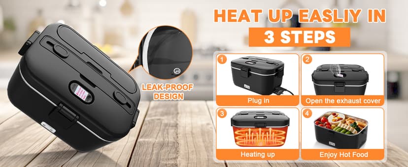 100W Fast Heating, Portable Food Heater for Car, Truck, Office, Work, Travel, Construction Site, Gifts, 12/24V/110-230V DUPASU Electric Lunch Box Food Warmer, 1.8L Heated Lunch Box for Adults B0DXYYP427