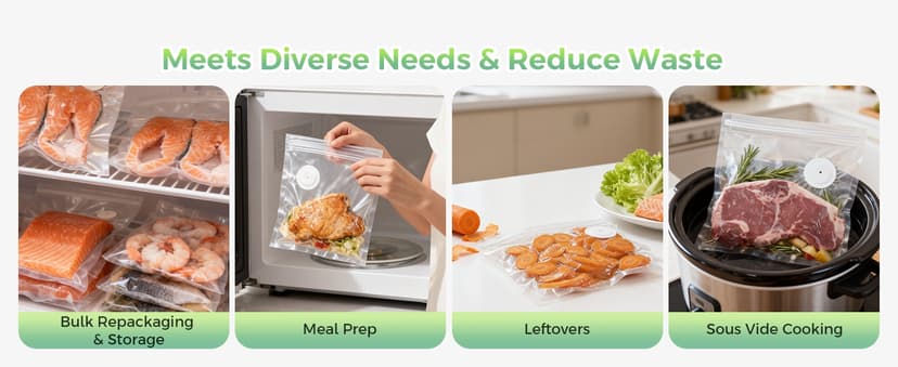 Mehomeli Compact Vacuum Sealer for Food (Vacuum Sealer Machine + 30 Reusable Vacuum Bags), Powerful Handheld Vacuum Sealer Machine, Seal Food 6X Fresh Longer, Portable & Wireless, Easy-Clean