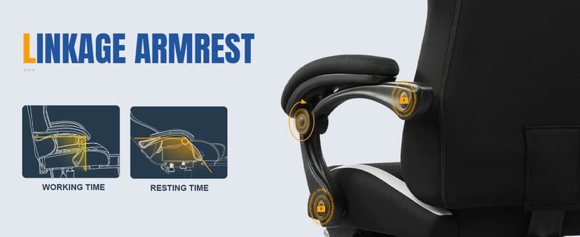 GTRACING Gaming Chair Ergonomic Office Chair with Foot Rest & Pocket Spring Cushion, Breathable Fabric Computer Chair with Headrest & Lumbar Support, High Back Game Chair for Adults, Coal-Black