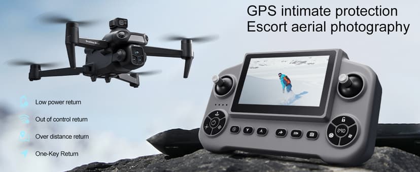 V918 GPS Drone with 8K Camera for Adults, RC Drones with 5 inch HD Screen, 60 Mins Flight Time, 3KM Long Control Range, 360° Obstacle Avoidance, Headless Mode, Auto Return, Circle Fly and Follow Me, Lightweight and Foldable Quadcopter for Beginner Gifts Toy, Under 249g