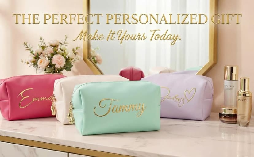 Personalized custom signature makeup bags, wedding bridesmaid gifts, the best gift for your best friend, suitable for weddings, gift-giving, travel makeup bag customized gift box