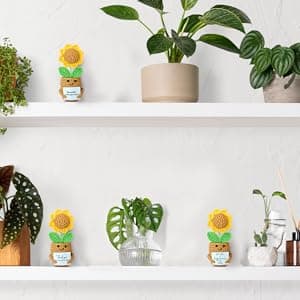 Mini Sunflower Mom Gifts from Daughter Son Kid, Handmade Crochet Mothers Day Christmas Birthday Gift with Card, Remember I Love You Mom, Positive Emotional Present, Cute Small Stuff Things