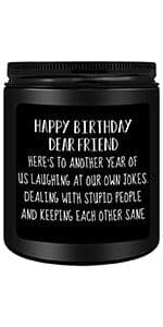Homsolver Friends Birthday Christmas Gifts for Women, Friend Funny Scented Soy Candles Gift, Our Friendship Candle Premium Lavender Scent