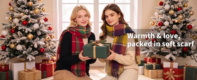 Loritta Womens Scarf Fashion Long Plaid Shawls Wraps Big Grid Winter Warm Lattice Large Scarves Gifts