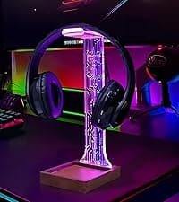 PCB Pattern Acrylic Headset Stand with 1 USB and 1 Type-C Charging Ports, Gifts for Men Boy Father Dad and DJ Music Lovers CoolGift Mart Light Up Headphone Stand, Gifts for Gamers B0DGKV973D