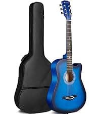 CAHAYA Acoustic Electric Guitar Kit - 41” Carbon Fiber Adult Beginner Set with Bag and Strap Built-In Pickup Rich Resonance & Warm Tone for Performance Ready, Pearl Blue-Purple Finish