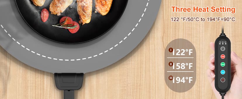seenlast Warming Mat for Food with Adjustable Temperature Timer,10S Fast Heating Silicone Food Warmers for Parties Buffet and Home Daily,Food Warming Mat with Insulating Pad Raised Feet Protects Table B0FDWZ3ZLC