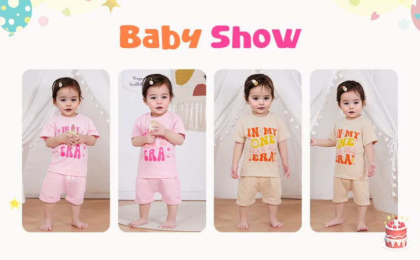 WZTYYDS Baby Girl First Birthday Outfit In My One Year Old Era Top Short Sleeve 1st Birthday Shirt + Casual Shorts Set