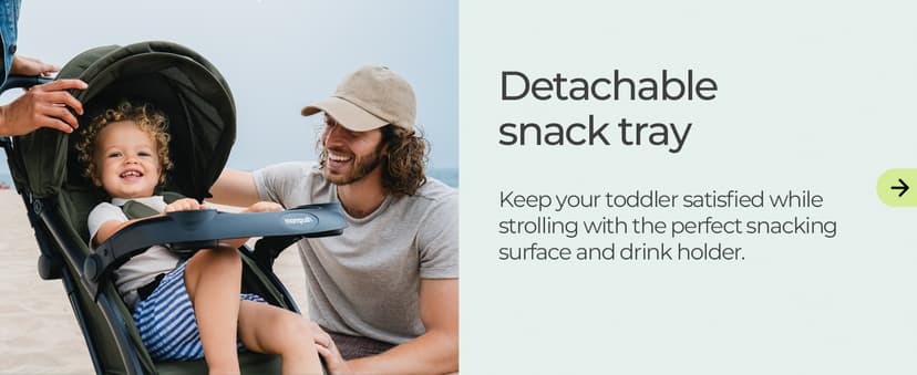 Mompush Lithe V2 Lightweight Travel Stroller, Compact Foldable Baby Stroller with Travel Bag, One-Hand Fold Stroller, Snack Tray, Mechanical Recline Seat, Airplane-Ready, Organizer & Rain Cover