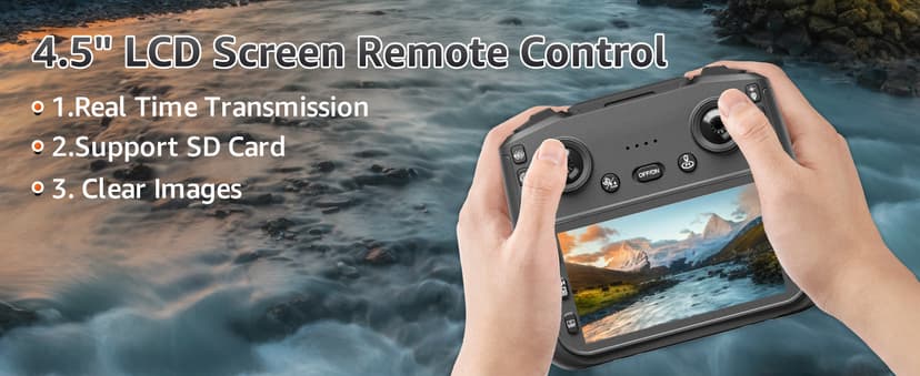 GPS Drone with Camera for Adults - 4K Drone with 4.5” FPV Screen Controller, 60 Min Flight, Brushless Motor Foldable Quadcopter, Auto Return, Follow Me, 3 Speed Modes for Beginners - Gift Under 249g