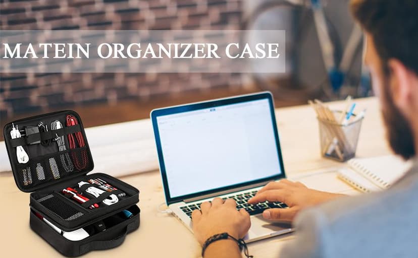 MATEIN Electronics Organizer Travel Case, Water Resistant Cable Organizer Bag for Travel Essentials, Gifts for Men, Storage Bag for Camera Accessories, Phone, Cord & Tablet, Black