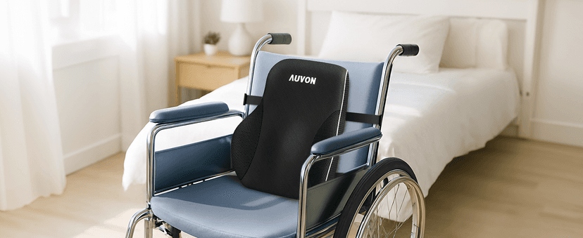 AUVON Lumbar Support Pillow for Office Chair with Patented Bulge for Lower Back Support, Ergonomic Office Home Essentials Improve Posture, Memory Foam Chair Cushion with Straps for Home, Office, Car