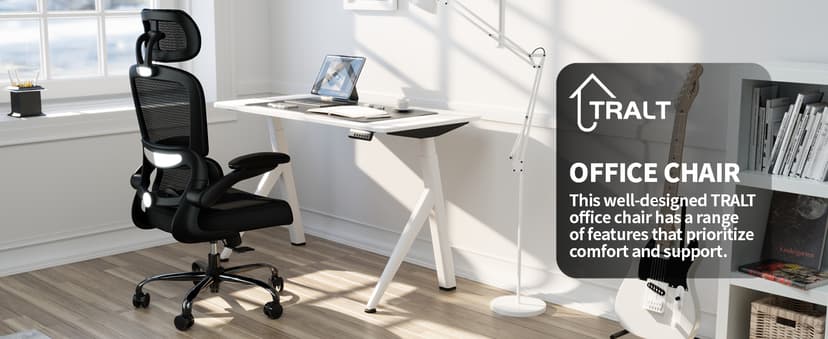 TRALT Office Chair Ergonomic Desk Chair, 330 LBS Home Mesh Office Desk Chairs with Wheels, Comfortable Gaming Chairs (Black)