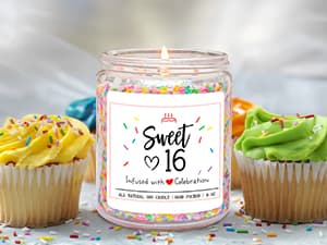 Homsolver 16th Birthday Gifts for Girls, Vanilla Cream Scent Best Ideas Birthday Presents for Daughter, Friends, Sister, Handmade Aromatherapy Candle Decorations