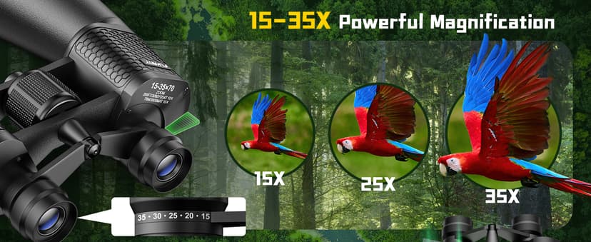 15-35x70 Binoculars for Adults High Powered, 35x HD Zoom for Stargazing & Bird Watching, Waterproof Binocular with Tripod Adapter, Ideal Essentials for Cruise Ship, Travel, Camping, Outdoor, Hunting