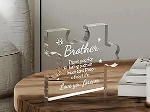 Funnli Gifts for Men Boys Acrylic Plaque - Fathers Day Christmas Birthday Gifts for Brother 3.35 x 2.76 Inch Desk Decorations - Brother Son Nephew Grandson Graduation Gifts from Sister