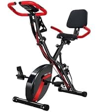 BARWING Stationary Exercise Bike for Home Workout, 5 IN 1 Foldable Indoor Cycling Bike for Seniors, 350LB Capacity, 16-Level Magnetic Resistance, Seat Backrest Adjustments