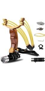 COOY Slingshot,Wrist Sling Rocket Professional Hunting Slingshot with Heavy Duty Launching Bands, High Velocity Catapult …