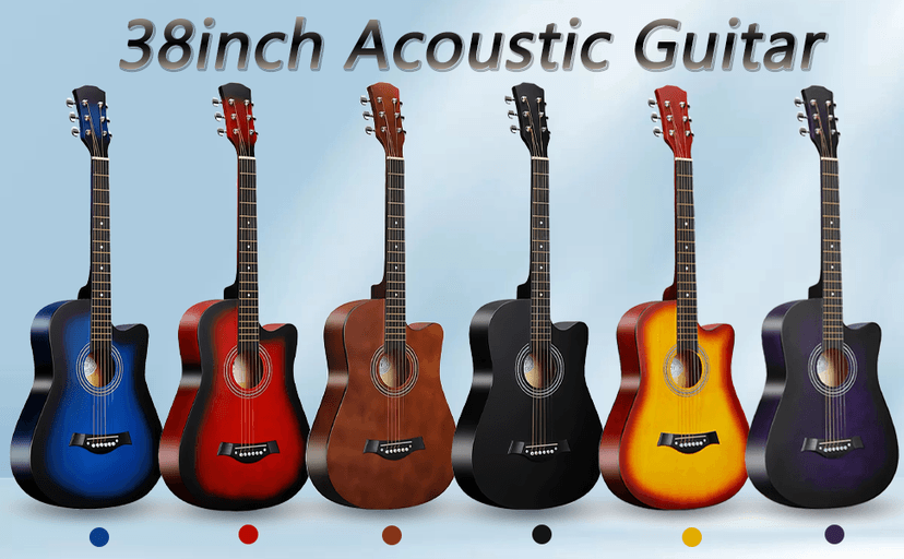 38inch Wood Acoustic Guitar, 6 Steel-String Acoustic Guitar With Guitar Bag, Elementary Tutorial of Folk Guitar for Beginners and Adults. (Black)