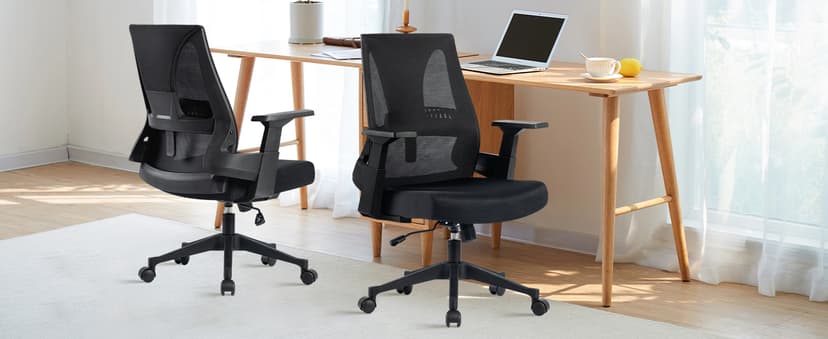CLATINA 500lbs Big and Tall Office Chair Heavy Duty Mesh Ergonomic Computer Chairs with Adjustable Lumbar Support and Wide Comfy Seat for Home Office Conference Heavy People, Black, 4 Pack