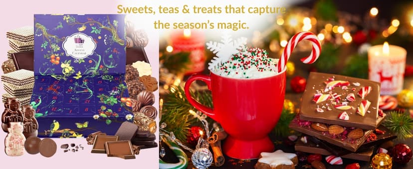 Christmas Chocolate Gift Tray, Truffles with Prime Peppermint Hot Cocoa, Christmas Gifts for Women Men Family Friends