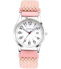 JewelryWe Womens Stretch Band Watches: Analog Quartz Elastic Watch Colorful Weave Rope Expansion Band Wristwatch for Valentine's Day