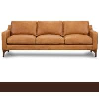 POLY & BARK Argan 93” Leather Sofa – Full-Grain Italian Aniline Leather, Feather-Down Comfort, Solid Wood Frame – Cognac Tan