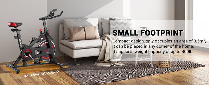 Exercise Bike, WENOKER Stationary Bike for Home, Indoor Bike with Silent Belt Drive, Heavy Flywheel, Comfortable Seat Cushion and Upgraded Digital Display