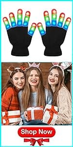 Kids Toys 12 Colors LED Gloves Cool Toys Gifts for Age 3-5 6-8 Years Old Boys Girls Halloween Costumes Light Up Gloves Stocking Stuffers Christmas Birthday Parties Gifts (1 Pairs S)