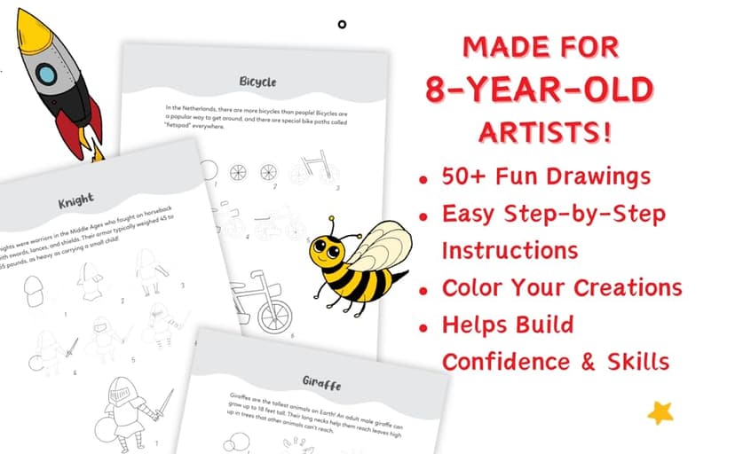 How to Draw for 8 Year Olds: Learn to Draw Cute Animals, Food, Gifts and Other Cool Things | Book for Kids Age 8 (How to Draw Everything for Kids)
