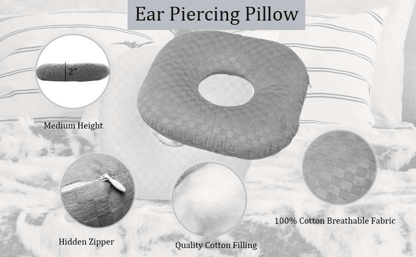 Wuronsa Ear Piercing Pillow for Side Sleepers with an Ear Hole for CNH and Ear Pain Ear Inflammation Pressure Sores, Cotton O-Shaped Side Sleeping Pillow, Ear Guard Pillow