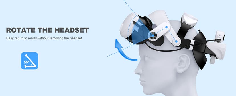 DXKK Battery Head Strap for Meta Quest 3/Quest 3s/Quest 2, VR Headset Strap with Soft Padding, Double Adjustment Dials Enhanced Comfort, Extra 3-4Hrs Playing Time