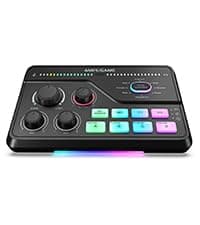 FIFINE Gaming Audio Mixer, Streaming RGB PC Mixer with XLR Microphone Interface, Individual Control, Volume Fader, Mute Button, 48V Phantom Power, for Podcast/Recording/Vocal/Game Voice-AmpliGame SC3