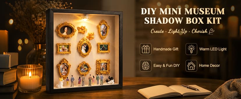 Creative Story Scene Building Set with Remote Control Warm Light, Vintage Decor Gift for Women, Friends and Family BlueFire DIY Mini Museum Kit, Handmade Shadow Box Craft with LED Light B0H29B9VVH
