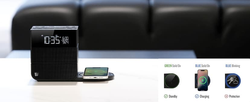 Soundfreaq Sound Rise II, SFQ-16: Bedside Alarm Clock Radio & Bluetooth Speaker, with Large Display Screen, FM Radio, Fast USB Charging, and Nature Sound