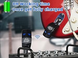 JOYO 2.4GHz Wireless Guitar System 4 Channels Rechargeable Audio Wireless Transmitter Receiver for Guitar Bass Electric Instruments (JW-03)