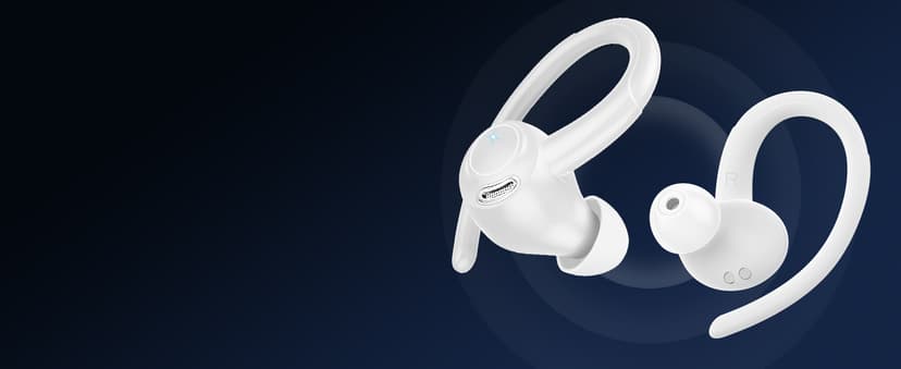 Wireless Earbuds, Bluetooth 5.4 Headphones Sport, Over Ear Buds With ENC Noise Cancelling Mic, 48H, Wireless Earphone With Earhooks, Stereo Deep Bass, IP7 Waterproof ear bud for Workout Running, White