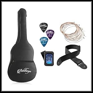 Ashthorpe 41-inch Beginner Cutaway Acoustic Guitar Package (Natural), Full Size Basic Starter Kit w/Gig Bag, Strings, Strap, Tuner, Picks