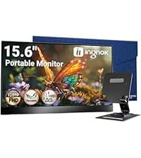 Ingnok Portable Monitor, Ultra Slim 15.6 Inch FHD IPS Laptop Screen Extender with Adjustable Stand, USB C Compatible, Ideal for Travel and Office