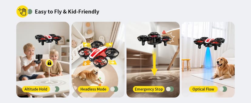 Holy Stone Mini FPV Drone with 1080P HD Camera for Kids & Beginners, RC Nano Quadcopter with Optical Flow Hover, Gesture Control, 3D Flips, 3 Batteries, Great Gift Toy for Boys and Girls, HS210Pro Red