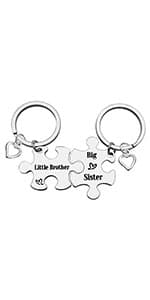 Sister Brother Keychain Set Brother and Sister Gifts for Little Brother Big Sister Keychain Set for Little Brother Gifts from Big Sister Christmas Birthday Gifts Family Gifts for Sister Brother