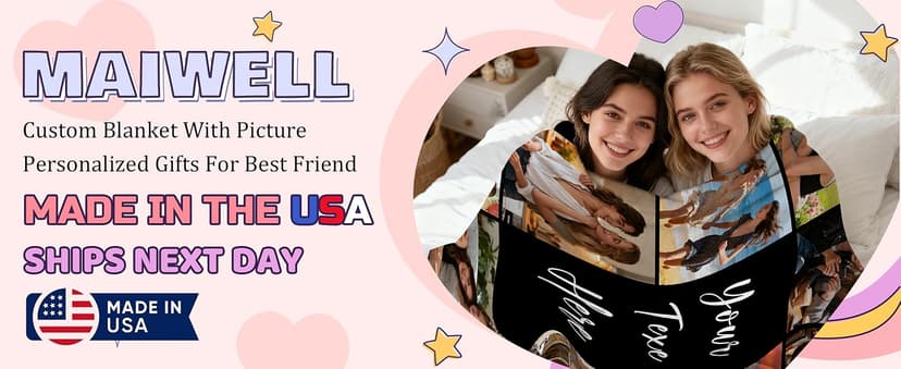 Personalized Picture Blanket And Throw, Best Friend Christmas Birthday Gifts For Women, Long Distance Friendship Bestie Gifts Best Friend Custom Blanket With Picture Name, Customized Photo Blanket B0FV82VXVF