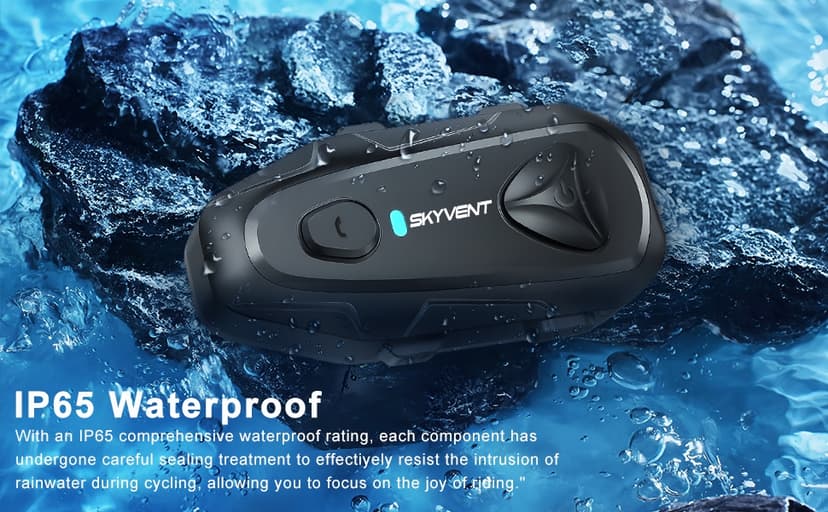 Q4 Motorcycle Bluetooth Communication System Headset Intercom, 4 Riders 1500m Music Sharing, FM, Noise Cancellation, IP65 Waterproof, Dual Pack (Q4)