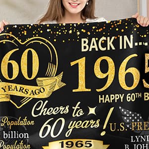 60th Birthday Gifts for Women, 1965 Blanket with Gift Box, Gifts for 60 Year Old Women, Happy 60 Birthday Gifts Ideas, for Woman Turning 60 Decorations 60"x50"
