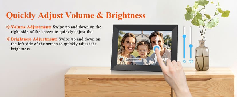 BIGASUO 10.1 Inch WiFi Digital Picture Frame, IPS HD Touch Screen Cloud Smart Photo Frames with Built-in 32GB Memory, Wall Mountable, Auto-Rotate, Share Photos Instantly from Anywhere