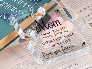 LukieJac Gifts for Mom from Daughter Son - Best Mom Ever Gifts Unique Mother Birthday Acrylic Puzzle-Shaped Plaque Desk Decorations Present for Mom Christmas Anniversary