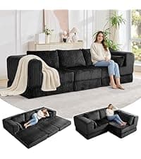STHOUYN 72" W Faux Leather Black Sofa 3 Seat Couch, Modern Comfy Couch with 2 USB, Small Couches for Living Room Apartment Bedroom Small Spaces, Office(Black (Sofa))
