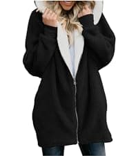 ReachMe Womens Oversized Sherpa Pullover Hoodie with Pockets Fuzzy Fleece Sweatshirt Plaid Fluffy Jacket Coat